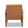 Baxton Studio Sorrento Mid-Century Modern Tan Faux Leather and Walnut Brown Finished Wood Lounge Chair 175-10977-Zoro